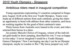 Lee más sobre el artículo 2010 Youth Olympics – Singapore